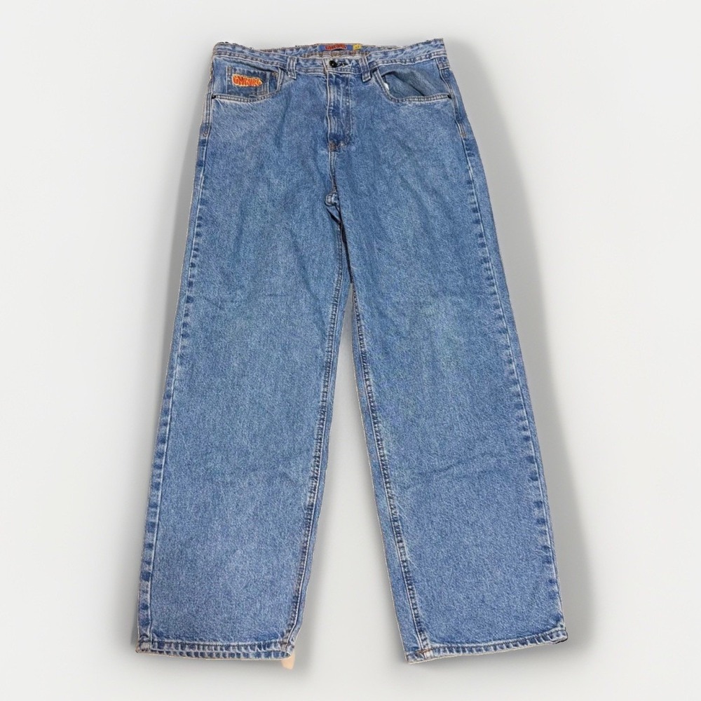 Empyre Loose Fit Skate Jeans 34 Wide Leg Streetwear Blue Denim Pants